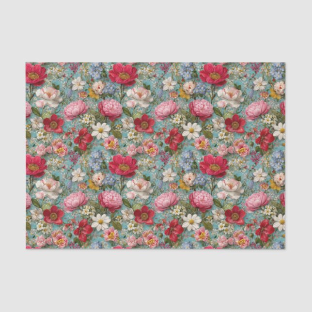 Papel De Seda Vintage Wildflowers Decoupage (Frente )