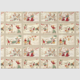 Papel De Seda Vintage Winter Scenes with Joyful Children