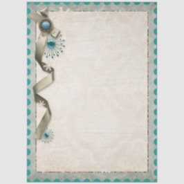 Papel De Seda Vintage Winter snowflake ribbon and damask  Post-i