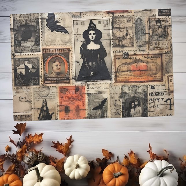 Papel De Seda Vintage Witch Stamps Halloween Decoupage (Criador carregado)