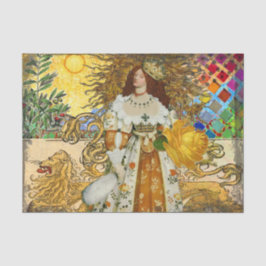 Papel De Seda Vintage Woman Ouro Sun: Leo Zodiac Collage Art