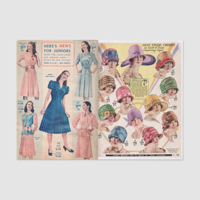 Papel De Seda Vintage Women's Fashion Hats & Dresses (Frente )