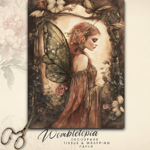 Papel De Seda Vintage Woodland Fairy com Rosas