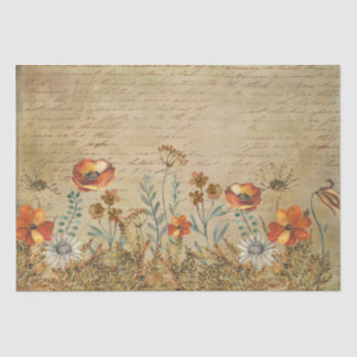 Papel De Seda Vintage Writing and Flowers Shabby Chic Decoupage