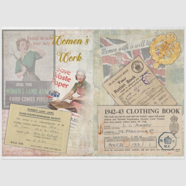 Papel De Seda Vintage WW2 Series Design 1 (Frente )