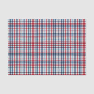 Papel De Seda Vintage, xadrez vermelha, padrão azul