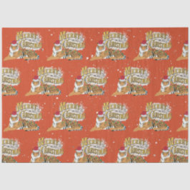 Papel De Seda Vintage Xmas Tiger e Feliz Natal