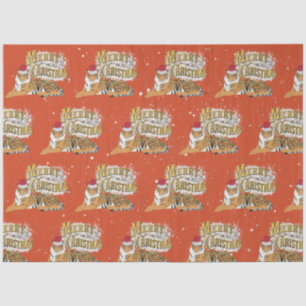 Papel De Seda Vintage Xmas Tiger e Feliz Natal