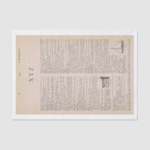 Papel De Seda Vintage XYZ Dicionário Página do Livro