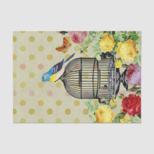 Papel De Seda Vintagem De Desacoplamento De Ephemera De Aves