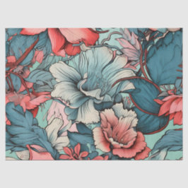 Papel De Seda Vintagem Floral Brilhante Inscrita