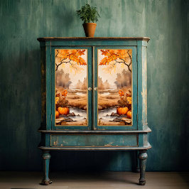 Papel De Seda Vintumn Pumpkin Landscape Decoupage Impressão