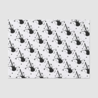 Papel De Seda Violão Elétrico Negro com Padrão Floral