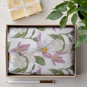 Papel De Seda Violeta rosa margaridas tropicais e flores silvest