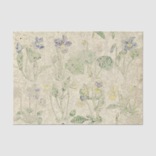 Papel De Seda Violetas Botânicas Vintagem De Flor Pressionada