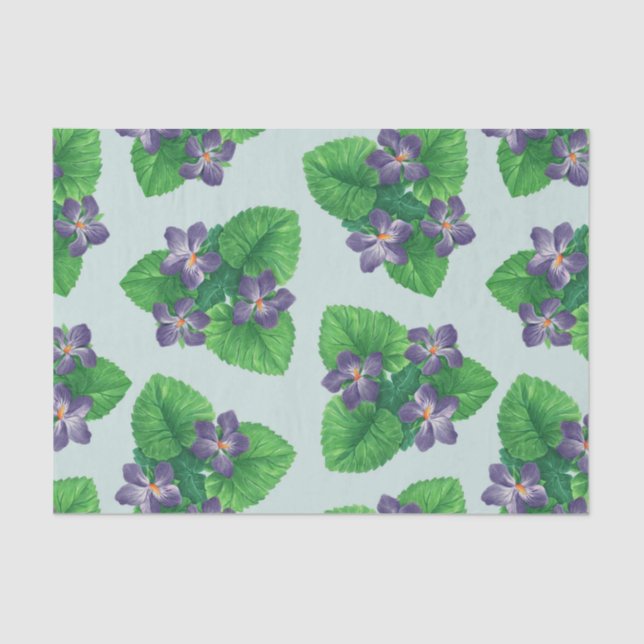 Papel De Seda Violetas em azul-de-vidro marinho (Frente )