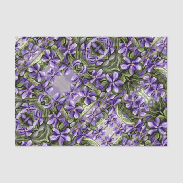 Papel De Seda violetas em vidro luar (Frente )