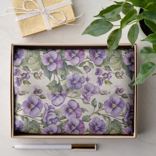 Papel De Seda Violetas Florais Doces (Presente)