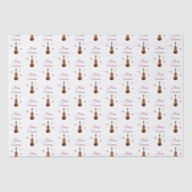 Papel De Seda Violinos Festivos Flocos de Neve Musicais de Natal (Frente )
