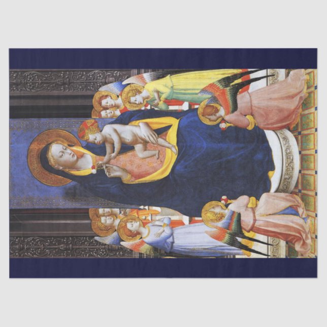 Papel De Seda VIRGEM COM ANJOS PARA CRIANÇAS E SANTOS Natal (Frente )