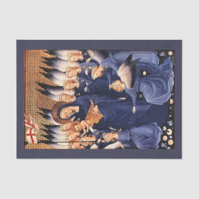 PAPEL DE SEDA VIRGEM COM CRIANÇAS, ANGELOS, NATAL JOY PEACE AMOR (Frente )