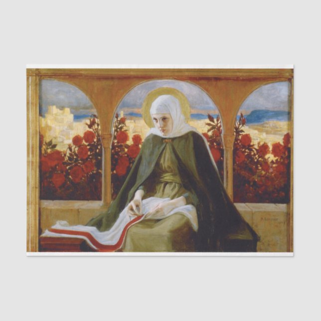 Papel De Seda Virgem Maria no Jardim Rosa (Albert Edelsense) (Frente )