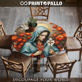 Papel De Seda Virgem Maria reze pela Cruz nas flores, Santa Dove