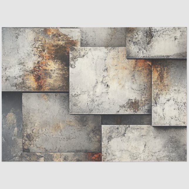 Papel De Seda Visão de Decoupage Paisagem Silver Rust Fundo (Frente )