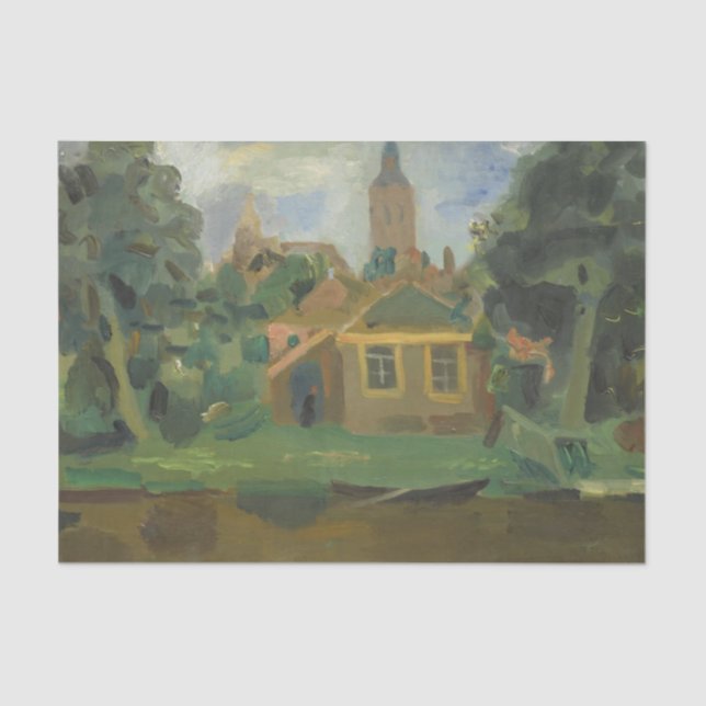 Papel De Seda Visão de uma vila por Else Berg (Frente )
