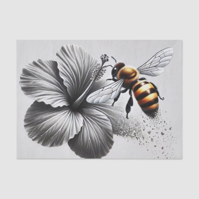 Papel De Seda Visão macro detalhada de uma abelha de mel (Frente )