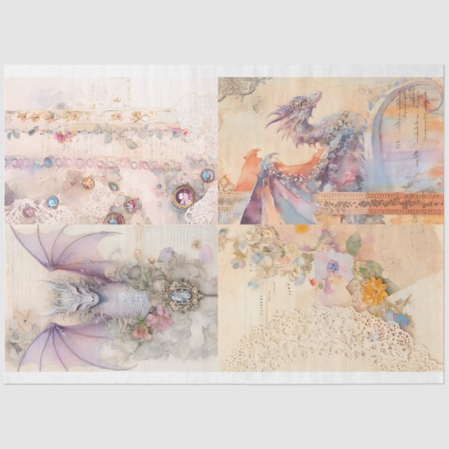 Papel De Seda Vitoriano Dragon Series Design 10 (Frente )