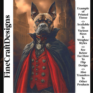 Papel De Seda Vitoriano Gótico Cachorro Bulldog Vampiro BV7 Deco