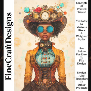 Papel De Seda Vitoriano Steampunk Afro-Americano T9 Decoupagem