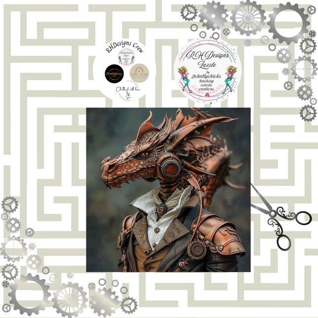 Papel De Seda Vitorioso da Cabeça de Dragão Steampunk (Criador carregado)