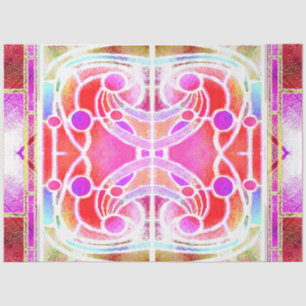 Papel De Seda Vitral da Catedral em Rosa e Laranja