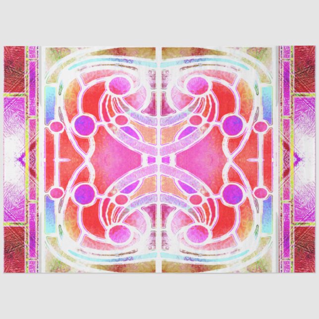 Papel De Seda Vitral da Catedral em Rosa e Laranja (Frente )