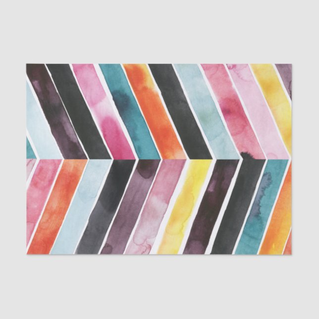 Papel De Seda Vivid Watercolor Chevron I (Frente )