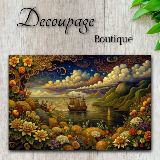Papel De Seda Voyage para Wonderland Fantasy Seascape Decoupage (Voyage to Wonderland: floral Fantasy Seascape Decoupage Tissue Paper)