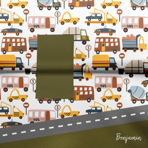 Papel De Seda Vroom! Vroom! Garoto de Padrão de Transporte e Car