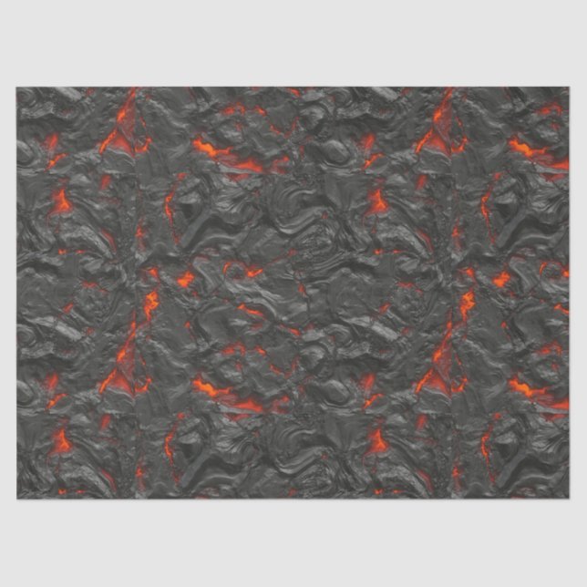Papel De Seda vulcão de lava Molten preto e vermelho (Frente )
