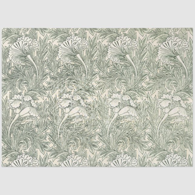 Papel De Seda Wallpaper tulip William Morris verde têxtil (Frente )