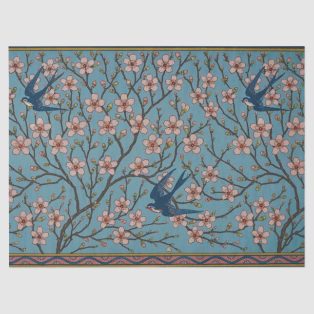 Papel De Seda Walter Crane Almond Blossom & Swallow (Frente )