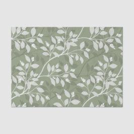 Papel De Seda Wandering Leaves Elegant Sage Botanical Pattern 