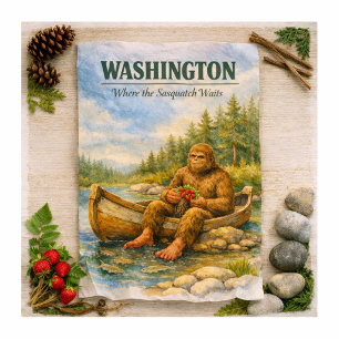 Papel De Seda Washington Viagem Sasquatch Canoa de Verão
