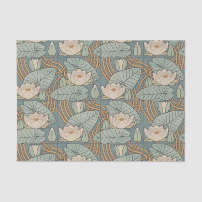 Papel De Seda Water Lily Art Nouveau Nature (Frente )