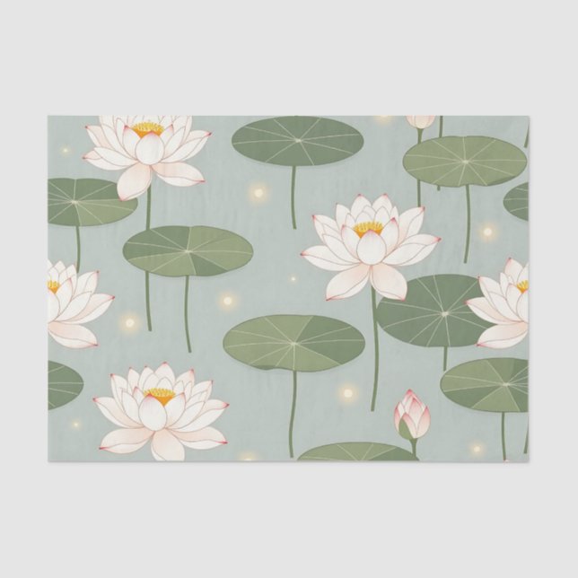 Papel De Seda Water Lily Lotus Pond Pattern (Frente )