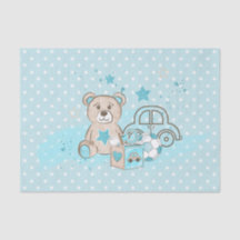 WATERCOLOR BABY BLUE TEDDY BARRAMENTO CARROS