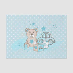 PAPEL DE SEDA WATERCOLOR BABY BLUE TEDDY BARRAMENTO CARROS