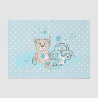 PAPEL DE SEDA WATERCOLOR BABY BLUE TEDDY BARRAMENTO CARROS