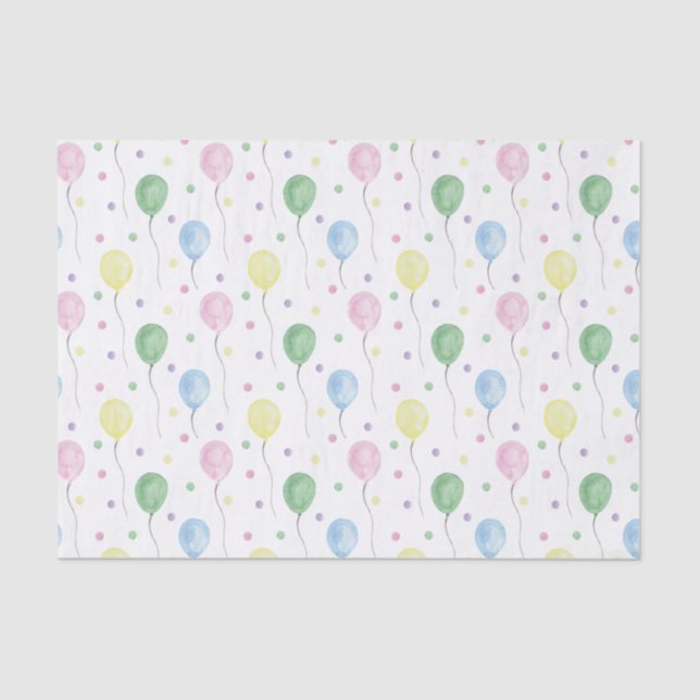 Papel De Seda Watercolor Birthday Balloons & Confetti (Frente )